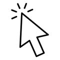 Mouse cursor clicking icon with click rays pointer arrow symbol for computer interface selection action web navigation digital UI Royalty Free Stock Photo