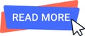 Mouse cursor clicking on a read more button against a blue and red layered background, symbolizing the pursuit of