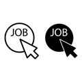 Mouse cursor clicks the job button line and glyph icon. Pointer push on job button vector illustration isolated on white Royalty Free Stock Photo