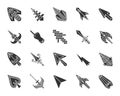 Mouse Cursor black silhouette icons vector set Royalty Free Stock Photo
