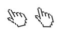 Mouse cursor icon. Computer hand cursor. Pixelated hand pointer. Vector