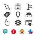 Mouse cursor icon. Hand or Flag pointer symbols.