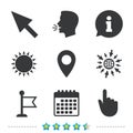 Mouse cursor icon. Hand or Flag pointer symbols.