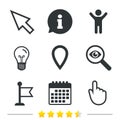 Mouse cursor icon. Hand or Flag pointer symbols.