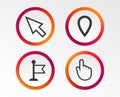 Mouse cursor icon. Hand or Flag pointer symbols. Royalty Free Stock Photo