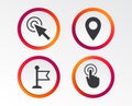Mouse cursor icon. Hand or Flag pointer symbols. Royalty Free Stock Photo