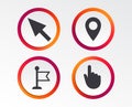 Mouse cursor icon. Hand or Flag pointer symbols. Royalty Free Stock Photo