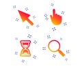 Mouse cursor icon. Hourglass, magnifier glass. Vector Royalty Free Stock Photo