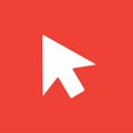 Mouse Cursor Icon On Red Background. Red Flat Style Vector Illustration Royalty Free Stock Photo