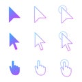 Mouse cursor icon set , arrow and hand in modern gradient style. click and link web icons. Vector illustration isolated on white Royalty Free Stock Photo