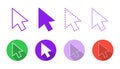 Mouse Cursor Icon Set UI Pointer Arrows Flat Outline Dashed Dotted Circle Buttons Royalty Free Stock Photo