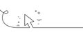 Mouse cursor line icon. Click action sign. Continuous line with curl. Vector Royalty Free Stock Photo