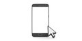 Mouse cursor pointer on a smartphone, white background. 3d illustration