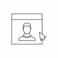 Mouse cursor pointing to a person on monitor icon Royalty Free Stock Photo