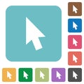 Mouse cursor rounded square flat icons Royalty Free Stock Photo