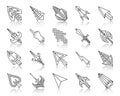 Mouse Cursor simple black line icons vector set Royalty Free Stock Photo