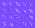 Mouse Cursor simple paper cut icons vector set Royalty Free Stock Photo