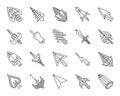 Mouse Cursor simple black line icons vector set Royalty Free Stock Photo