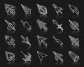 Mouse Cursor simple white line icons vector set Royalty Free Stock Photo