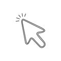 Mouse cursor vector icon, click pointer, mouse pointer. Flat Design. Vector. Illustration. Cursor icon with editable stroke. Royalty Free Stock Photo