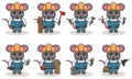 Cute and funny cartoon Mouse being a handyman.