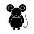 Mouse cute icon, vector illustration, black sign on isolated background