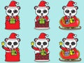 Vector illustration of cute Panda Santa mascot or character.