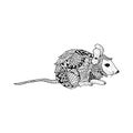 Mouse doodle hand drawn, illustration, black and white Royalty Free Stock Photo