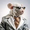 Cool Rat In Rock And Roll Style With Glasses And Suit