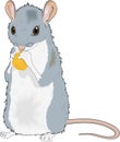 Mouse Eating Cheese Illustration