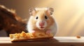 a mouse eating a piece of food