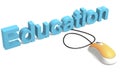 Mouse with education word isolated Royalty Free Stock Photo