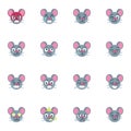 Mouse emoji collection, flat icons set