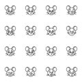 Mouse emoji line icons set Royalty Free Stock Photo