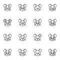 Mouse emoji line icons set Royalty Free Stock Photo