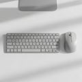 Mouse is ergonomically shaped matching the keyboard in a sleek gray Royalty Free Stock Photo