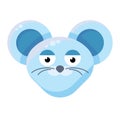 Mouse face bored emoticon flat sticker Royalty Free Stock Photo
