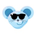 Mouse face cool boy emoticon sticker Royalty Free Stock Photo