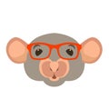 Mouse face head glasses vector illustration flat style