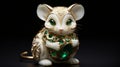 Exquisite Miniature Gold And Emerald Decorated Rat With Anime Charm
