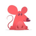 Funny cartoon pink mouse. Vector illustration isolated. Royalty Free Stock Photo