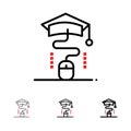 Mouse, Graduation, Online, Education Bold and thin black line icon set