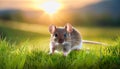 mouse on the grass, AI generated Royalty Free Stock Photo