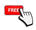 Mouse hand cursor on FREE button vector Royalty Free Stock Photo