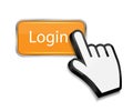 Mouse hand cursor on login button vector