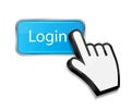 Mouse hand cursor on login button vector