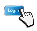 Mouse hand cursor on login button vector