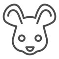 Mouse head line icon. Cute rodent rat face, simple silhouette. Animals vector design concept, outline style pictogram on Royalty Free Stock Photo