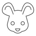 Mouse head thin line icon. Cute rodent rat face, simple silhouette. Animals vector design concept, outline style Royalty Free Stock Photo