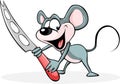 Mouse hold cheese knife - vector illustration